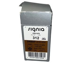 Signia 312 Hearing Aid Batteries Brown Tab Zinc Air 1.45V 40 Cells 10821478